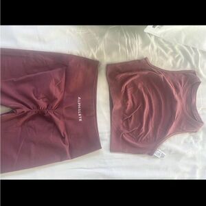 Alphalete Amplify Seamless Crop Tank and High-Waist Leggings Set - Mauve